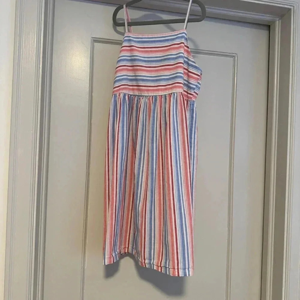 OshKosh red, white & blue stripe dress with back cutout detail size 12